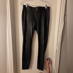 HUE Black Faux Leather Leggings